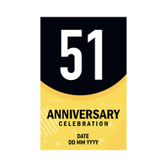 51 years anniversary invitation card design, modern design elements, white background vector design