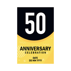50 years anniversary invitation card design, modern design elements, white background vector design