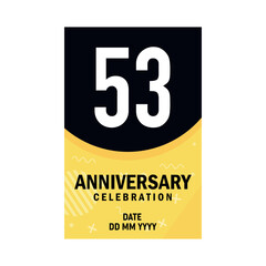 53 years anniversary invitation card design, modern design elements, white background vector design