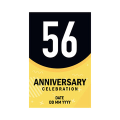 56 years anniversary invitation card design, modern design elements, white background vector design