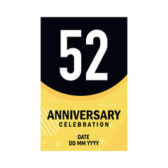 52 years anniversary invitation card design, modern design elements, white background vector design