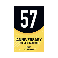 57 years anniversary invitation card design, modern design elements, white background vector design