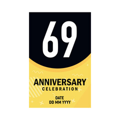 69 years anniversary invitation card design, modern design elements, white background vector design