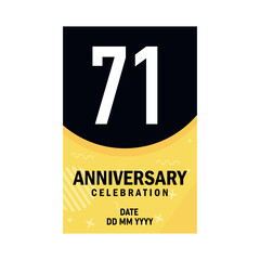 71 years anniversary invitation card design, modern design elements, white background vector design