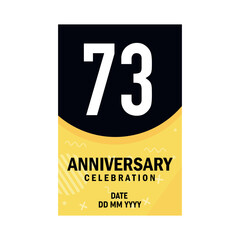 73 years anniversary invitation card design, modern design elements, white background vector design