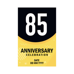 85 years anniversary invitation card design, modern design elements, white background vector design