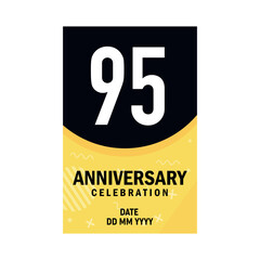 95 years anniversary invitation card design, modern design elements, white background vector design