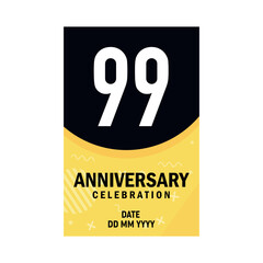 99 years anniversary invitation card design, modern design elements, white background vector design