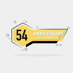 54th years anniversary logo  vector design with yellow geometric shape with gray background 