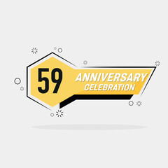 59th years anniversary logo  vector design with yellow geometric shape with gray background 