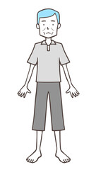 裸足の痩せている中年男性、シンプル