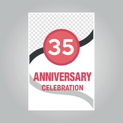 35 years anniversary vector invitation card Template of invitational for print on gray background