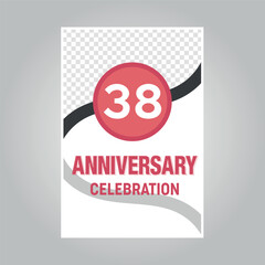 38 years anniversary vector invitation card Template of invitational for print on gray background