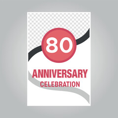 80 years anniversary vector invitation card Template of invitational for print on gray background