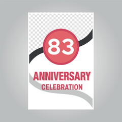 83 years anniversary vector invitation card Template of invitational for print on gray background