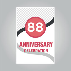years 88 anniversary vector invitation card Template of invitational for print on gray background