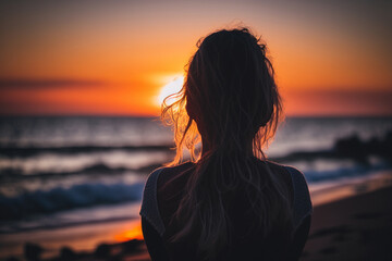 Fototapeta premium woman meditating by the sea, Generative AI