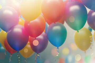 Colorful Balloons in the Air: Celebrate with Bokeh Decorations, generative ai