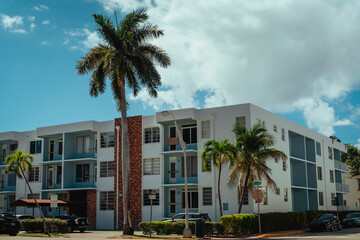 Obraz premium trees in front of a building Miami Beach 