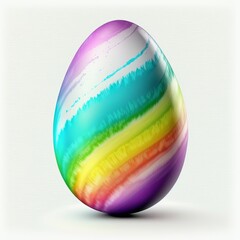 Obraz premium Illustration of a Colorful Painted, Tie-Dyed, Decorated Egg Suitable for Easter, Ukraine, Croatia, Pysanky, Isolated on White, Made in Part with Generative AI 