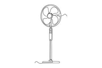 Obraz premium Single one line drawing standing fan. Electricity home appliance concept. Continuous line draw design graphic vector illustration.