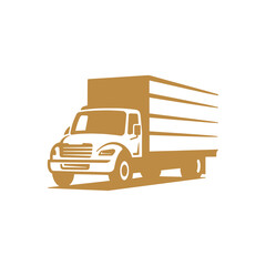 Freight truck line art illustration. Box truck vector icon