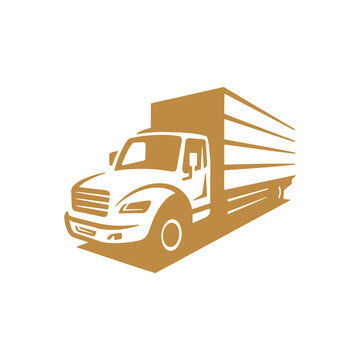 Freight Truck Line Art Illustration. Box Truck Vector Icon