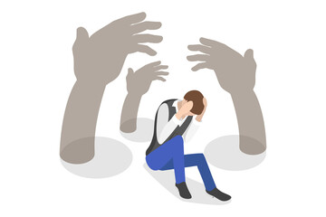 3D Isometric Flat  Conceptual Illustration of Panic Disorder