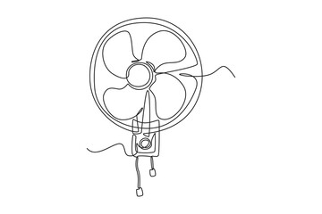Obraz premium Single one line drawing wall fan. Electricity home appliance concept. Continuous line draw design graphic vector illustration.