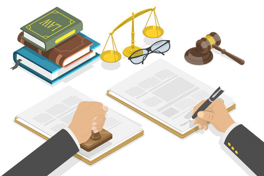 3D Isometric Flat  Conceptual Illustration of Legal Document