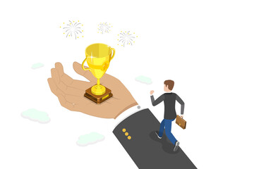 3D Isometric Flat  Conceptual Illustration of Employee Motivation