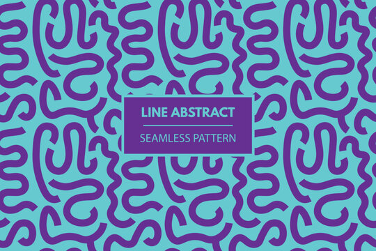 Wiggly blue line shapes seamless repeat vector abstract memphis pattern
