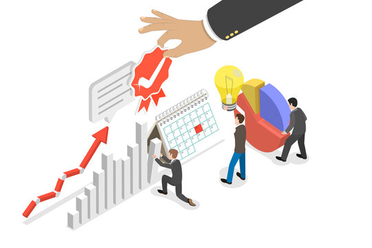 3D Isometric Flat  Conceptual Illustration of Compliance And Certification