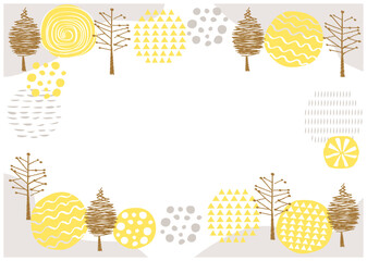 北欧風_丸柄と木のフレーム