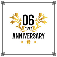 Fototapeta premium Vector 06th anniversary logo luxurious golden and black color vector design celebration