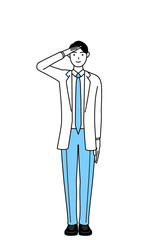 最敬礼する白衣を着た男性医師