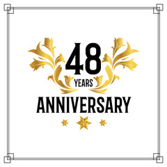 Vector 48th anniversary logo  luxurious golden and black color vector design celebration