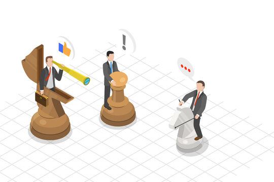 3D Isometric Flat  Conceptual Illustration of Successful Strategy