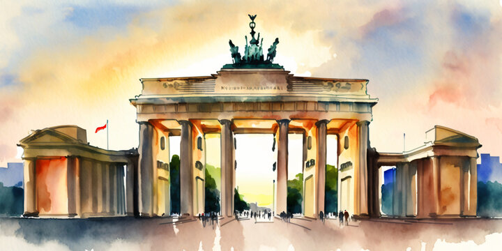 Berlin Brandenburger Tor Wasserfarben Stil 