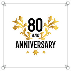 Fototapeta premium Vector 80th anniversary logo luxurious golden and black color vector design celebration