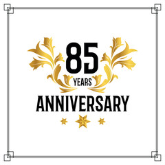 Vector 85th anniversary logo  luxurious golden and black color vector design celebration