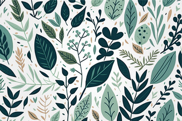 pattern of different types of leaves, vector illustration