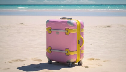 A beach day must-have - a pink suitcase for all your essentials