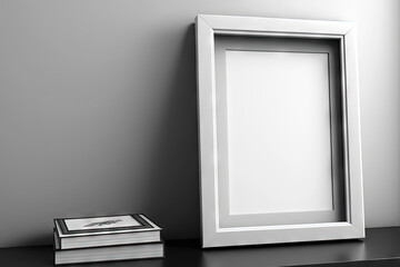 blank picture frame on a shelf