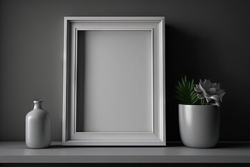 blank picture frame on a shelf