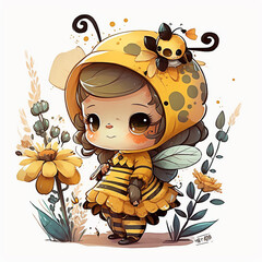 Cute Bee Kawaii - Generative art