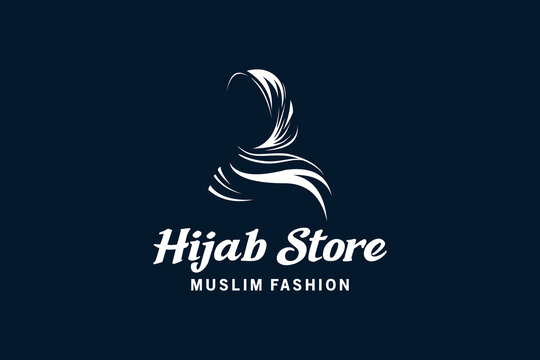 Muslim fashion hijab logo design with simple negative space, beautiful headscarf for Muslim women