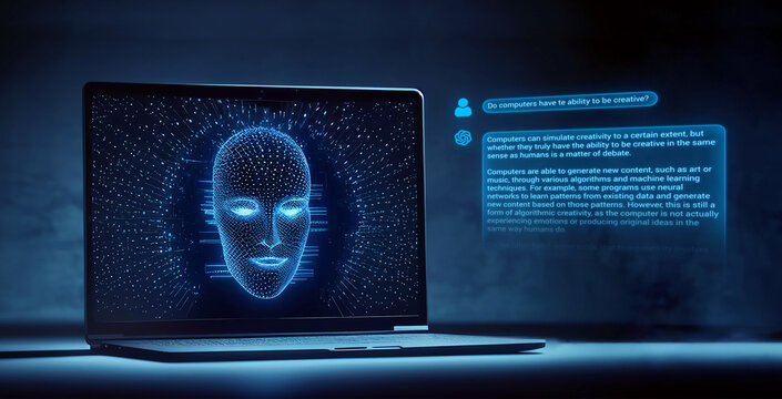 Chat bot Artificial Intelligence, conversation text slide up human and ai about having AI help work. Generative AI