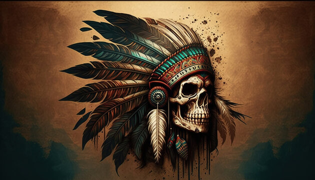 indian chief skull, Generative A