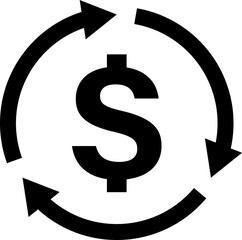 Money back refund investment icon repeat arrow flat design for graphic design, logo, web site, social media, mobile app, ui illustration